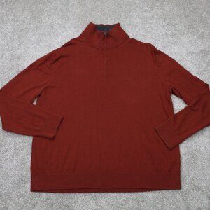Banana Republic‎ Sweatshirt Mens XL Red Premium Cotton Cashmere 1/4 Zip Sweater